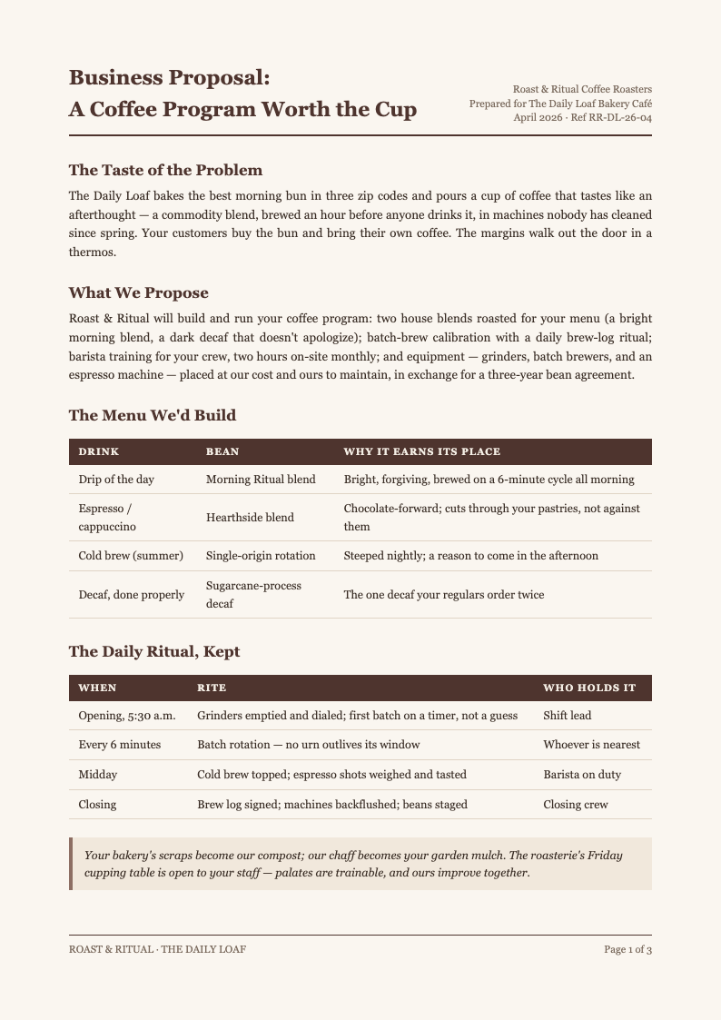 Artisanal coffee business proposal